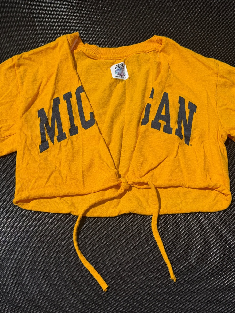 Michigan Cropped Tie-Front Tee in Yellow